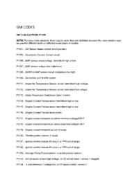 Preview of GM TROUBLE CODES