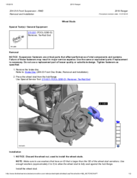 Preview of 204 01A Front Suspension   RWD   Removal And Installation   Wheel Studs
