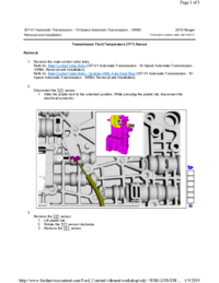 Preview of 307 01 Automatic Transmission 10 Speed   Removal And Installation   Transmission Fluid Temperature TFT Sensor