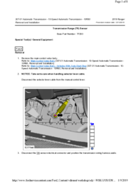 Preview of 307 01 Automatic Transmission 10 Speed   Removal And Installation   Transmission Range (TR) Sensor