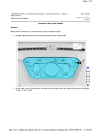Preview of 415 00B Information And Entertainment System   SYNC3   Removal And Installation   Instrument Panel Center Speaker