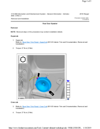 Preview of 415 00B Information And Entertainment System   SYNC3   Removal And Installation   Rear Door Speaker